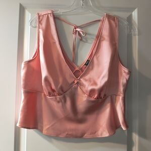 Wild Fable Peach Pink Satin Lace Trim Cami Top XL NWT Coquette Balletcore